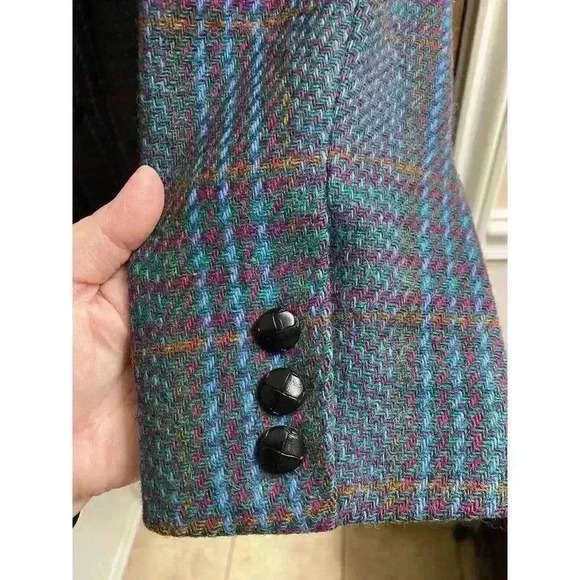 Giorgio Sant Angelo Blazer Jacket 12 Plaid Houndstooth Wool Double Breasted - Picture 6 of 16